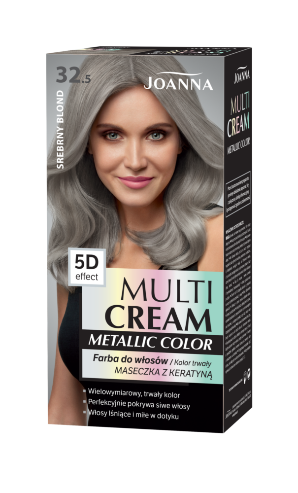 Trwała farba do włosów Joanna Multi Cream Metallic w odcieniu srebrny nr 32.5