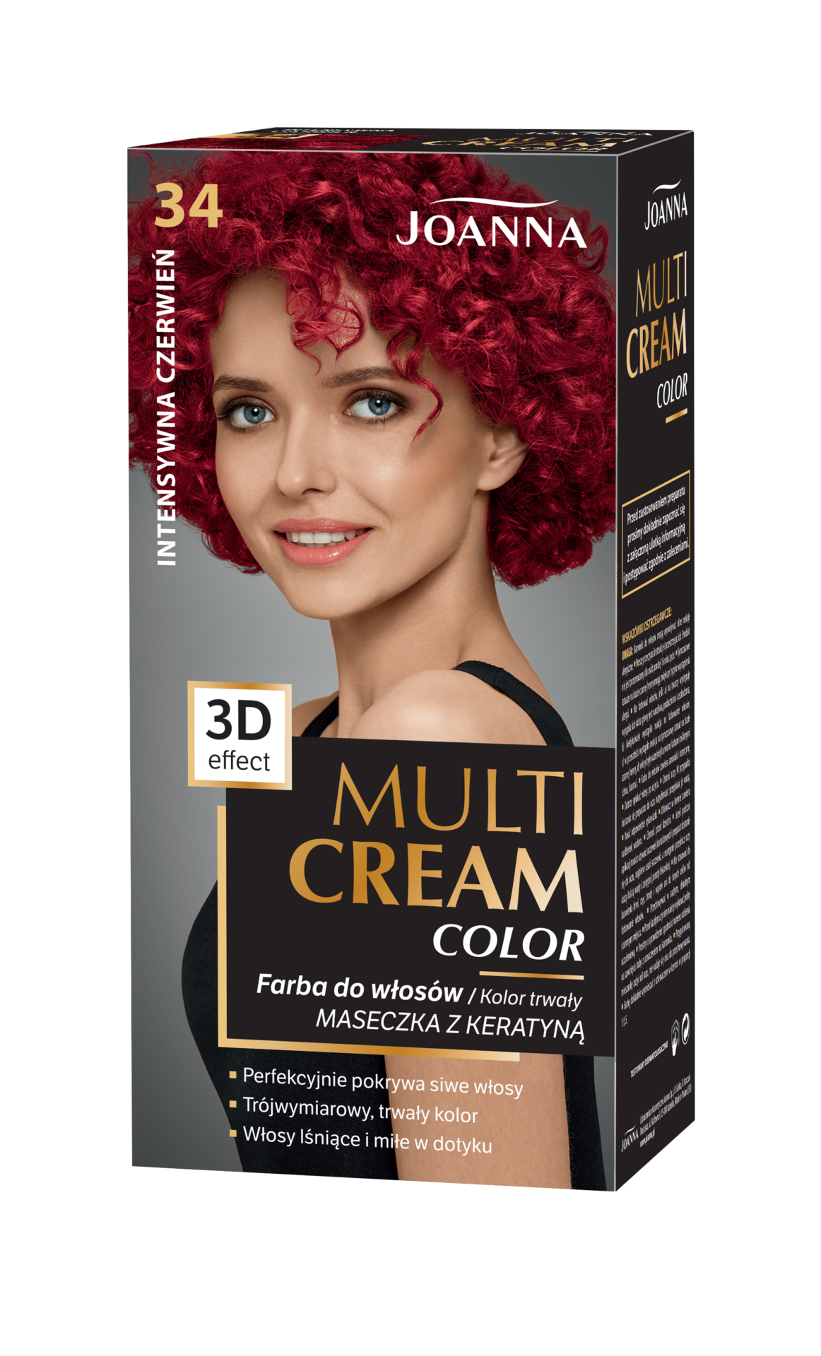 Trwała farba do włosów Joanna Multi Cream Color w odcieniu intensywna czerwień nr 34
